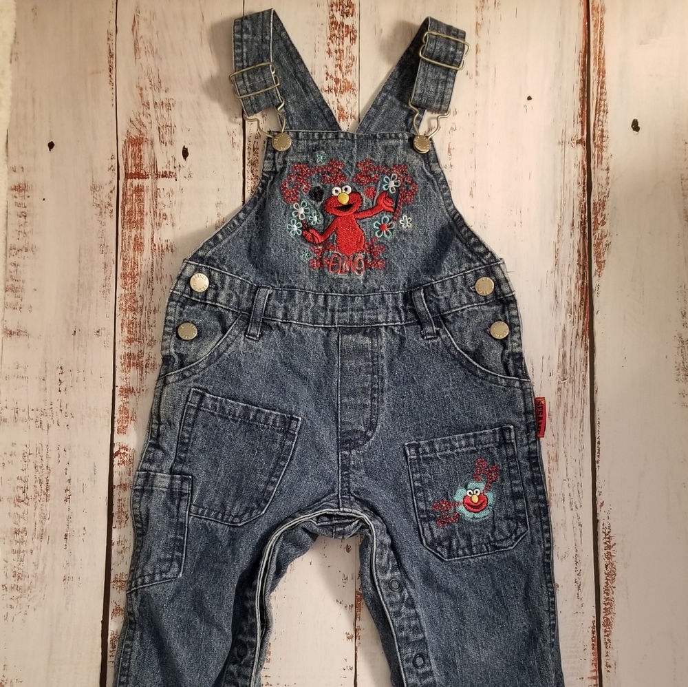 Sesame Street Elmo Overalls - Size 2T